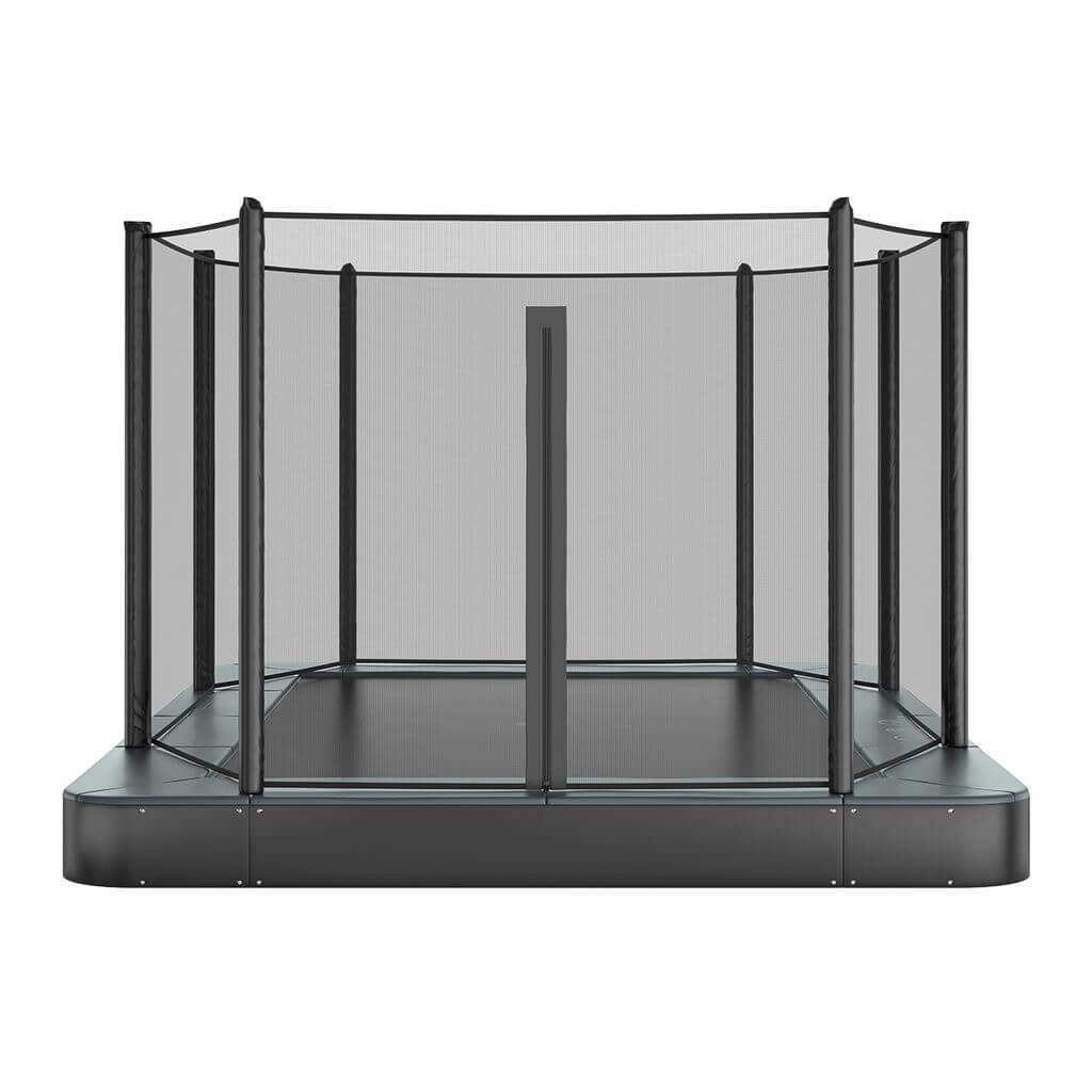 10ft x 6ft Akrobat Primus Flat In-Ground Trampoline – Gray Pad with Black Jump Mat